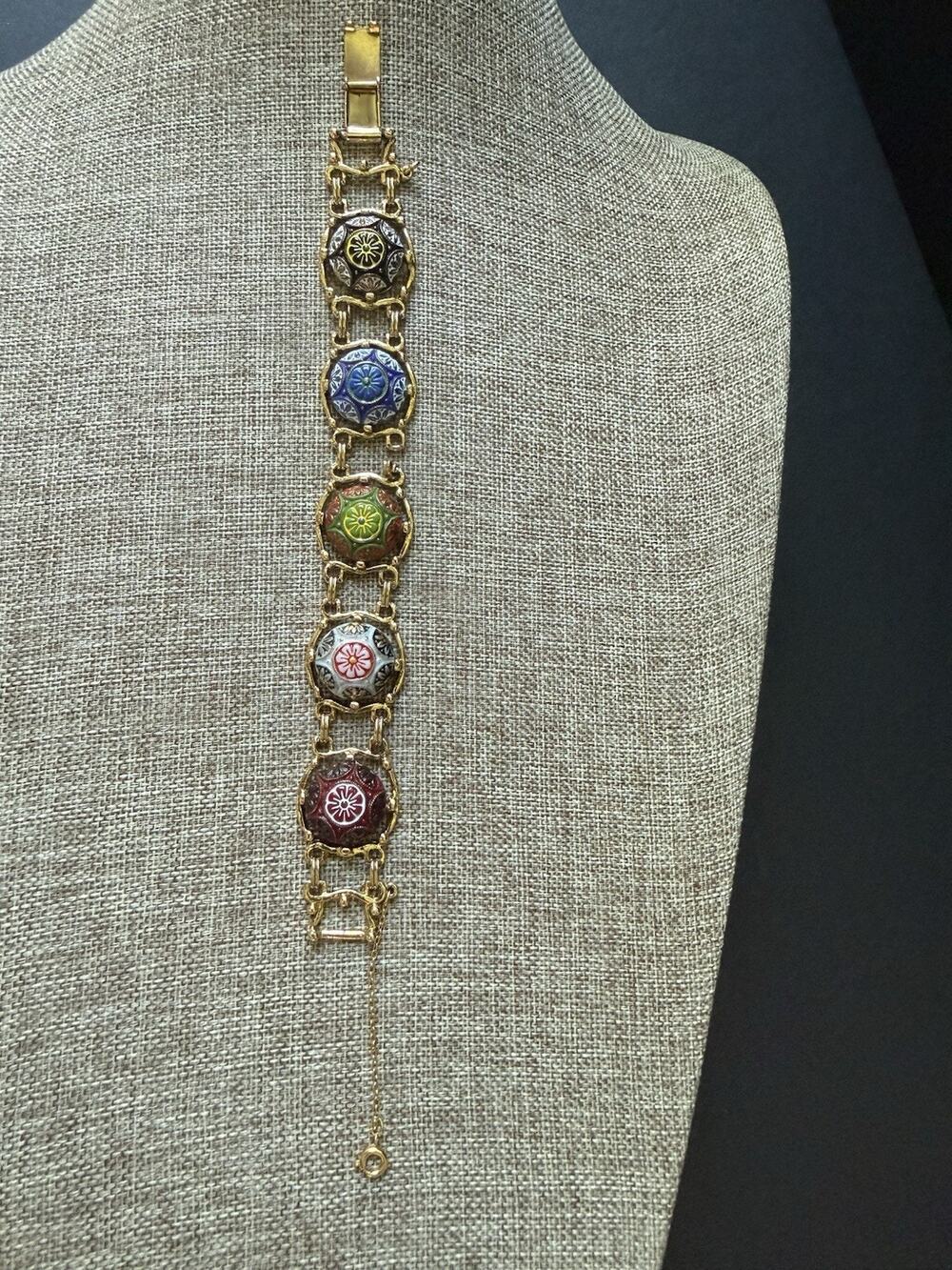 RARE Juliana D&E for Celebrity Moroccan Matrix Multi Cabochon Gold Tone Bracelet
